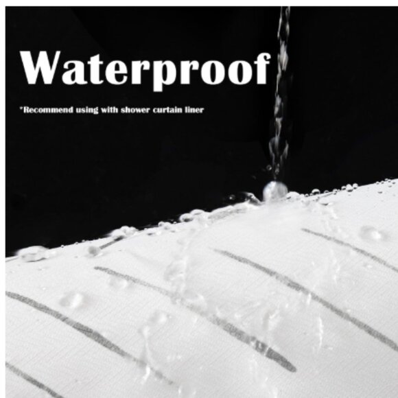 JINCHAN Shower Curtain 70 x 71.5 Inky Herringbone Chevron Zig Zag White Black - Picture 3 of 16